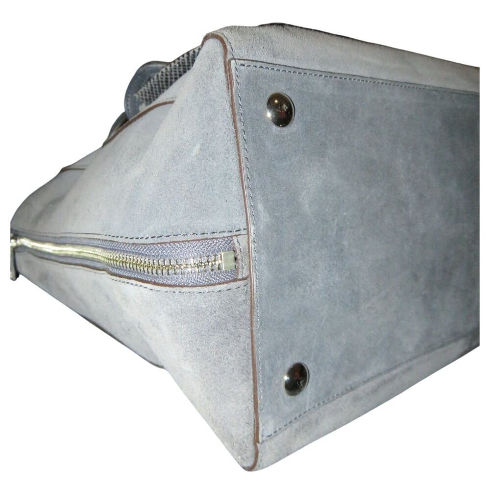 Coach 2014 Gray Mixed Suede & Snakeskin Embossed Leather Double Handle Tote - Picture 12 of 16